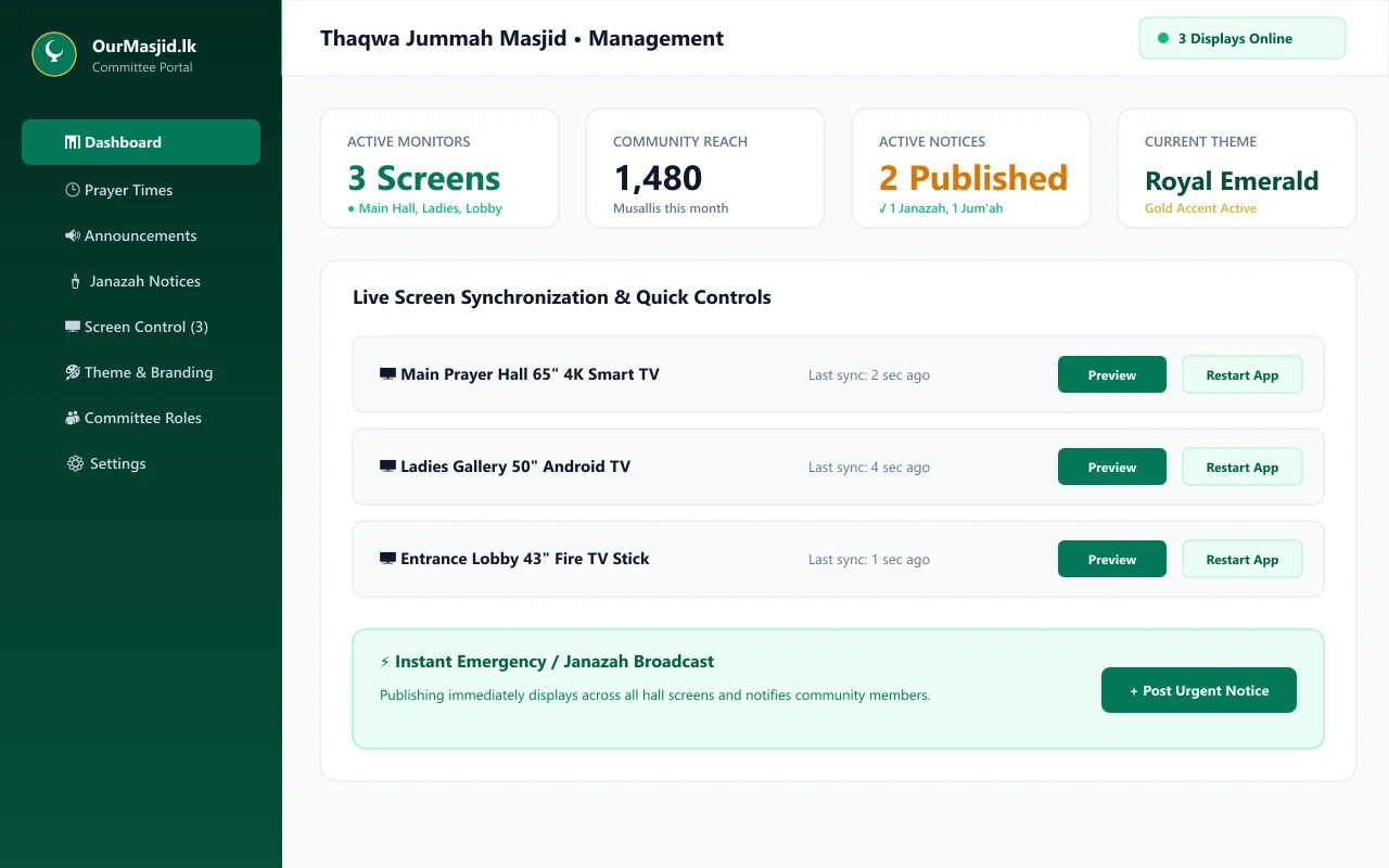 OurMasjid Committee Admin Portal