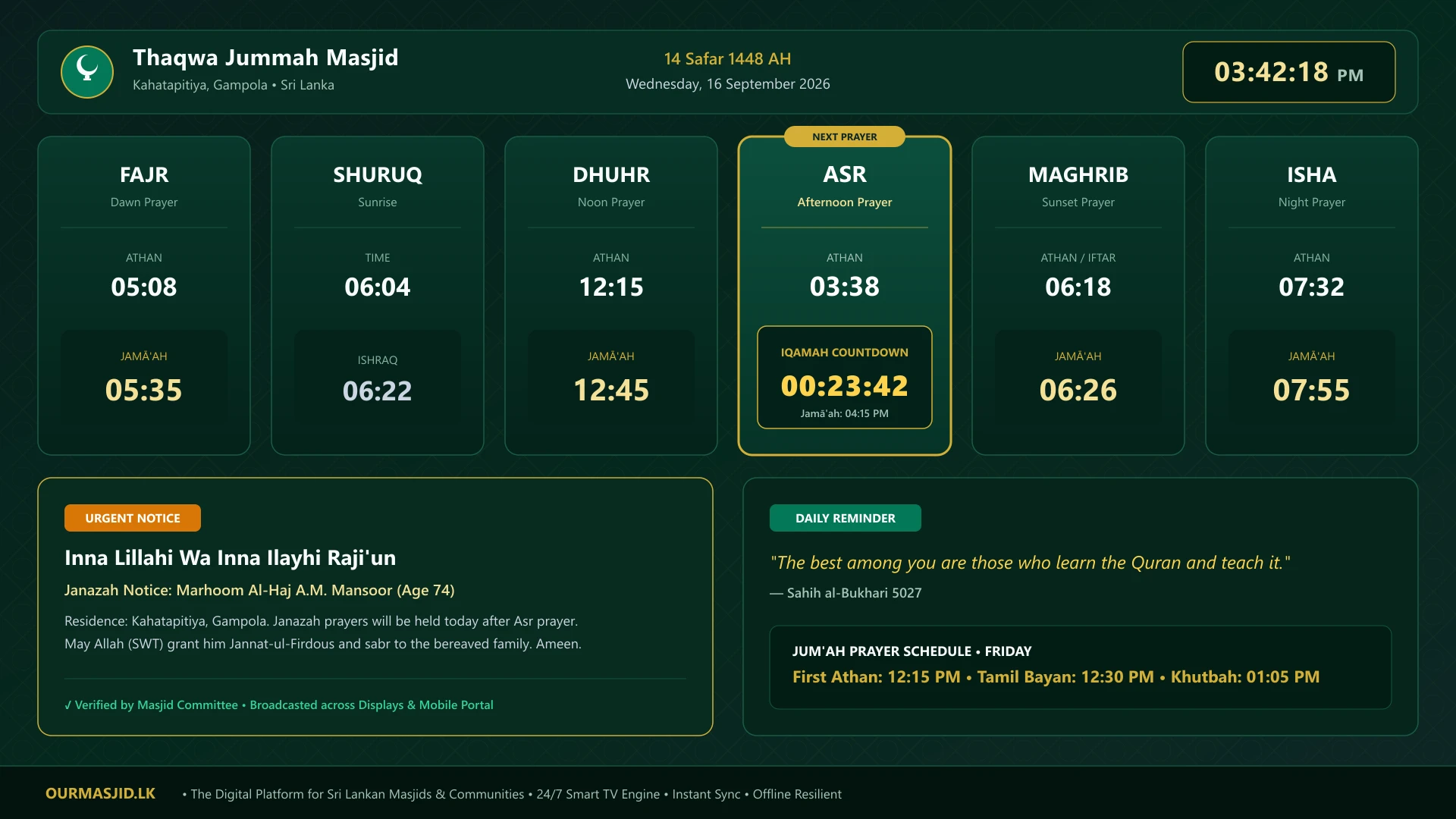 OurMasjid TV Presentation Engine